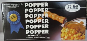Popcorn Popper High Temperature THEATER II Maker Aluminum Wood Crank Vtg Family - Picture 1 of 7