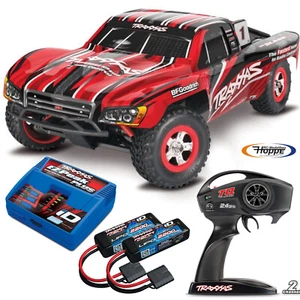 Traxxas Slash 1/16 4x4 Rouge Rtr + 4A Chargeur + 2 x 2200 Lipo Akku Jeu Combo - Photo 1/7