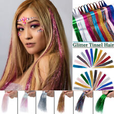 2400*Strands Holographic Glitter Tinsel Hair Extensions Sparkle Highlights Party