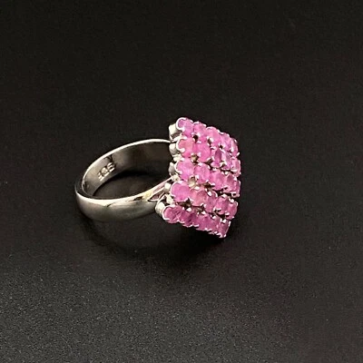 Beautiful Ruby Gemstones with rectangle shape 925 Sterling Silver Unique Ring - Image 1 of 4
