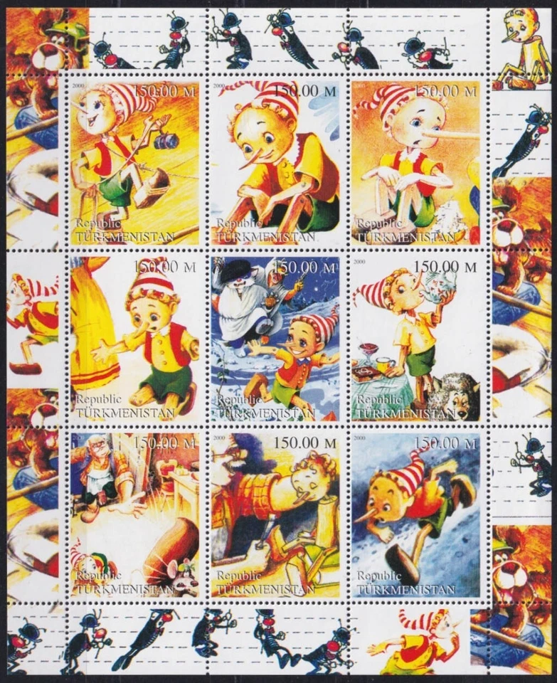 F-EX48052 TURKMENISTÁN MNH 2000 PINOCCIO CINE DE DIBUJOS ANIMADOS. Foto 1 de 1