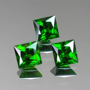 3.70cts 6mm Princess AAA color Natural Chrome Green Diopside Loose Gemstones - Picture 1 of 3