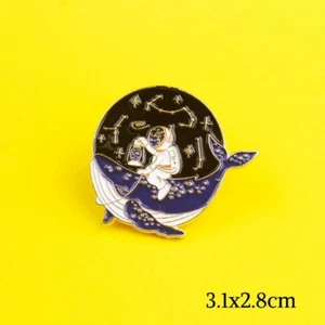 ASTRONAUT WHALE IN SPACE ART ENAMELED METAL PIN PIN PIN - Picture 1 of 1