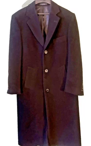 Chaps Ralph Lauren Men's Black Wool Over Coat 40R Vintage - Picture 1 of 8