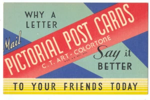 CURT TEICH AD POSTCARD Mail C.T. Pictorial Post Cards to Friends ca1940 LINEN - Picture 1 of 2