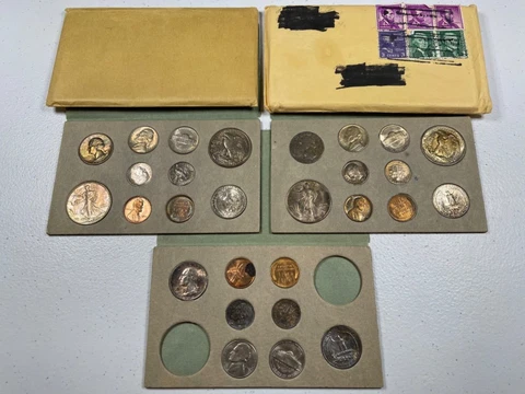 1947  US Mint Silver P&D&S Set,   w/ all OGP incl ENVELOPES,   VERY RARE SET!!! Cover