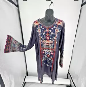 Johnny Was bestickt Blumen Schmetterling Kleid Größe Large Einzelhandel $ 348,00 - Bild 1 von 9