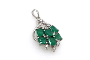 Anhänger 585 Gold 14 Karat Weißgold pendantif Diamant Smaragd pendant G2155/25 - Bild 1 von 7