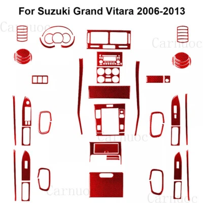 Kits completos de fibra de carbono roja decoración interior molduras para Suzuki Grand Vitara 2006-13 Foto 1 de 4