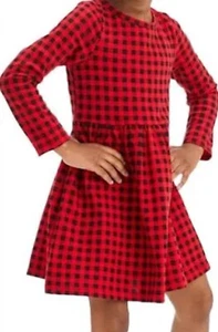 Cat & Jack Red And Black Buffalo Plaid L/S Dress With Pockets *Girls 10/12 PLUS* - Picture 1 of 7