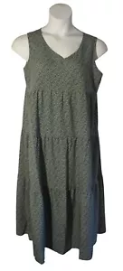 Solution L Green White Floral Prairie Tiered Maxi Dress - Picture 1 of 3