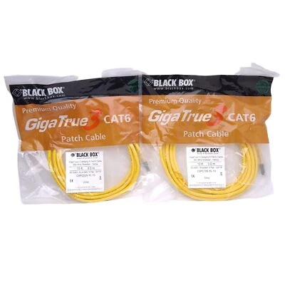 Lote de 2 cables de conexión Black Box C6PC70S-YL-10 CAT6, 2x RJ45 macho, 10 pies de longitud Foto 1 de 4