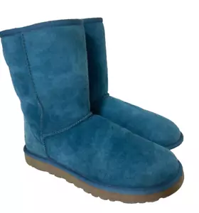 UGG Women's size 9 EU 40 Classic SHORT Pacific Blue Suede Boots RARE Color - Picture 1 of 12