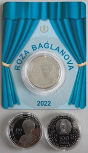Kazakhstan 2022 100 Tenge Roza Baglanova carded coin uncirculated - Imagen 1 de 3