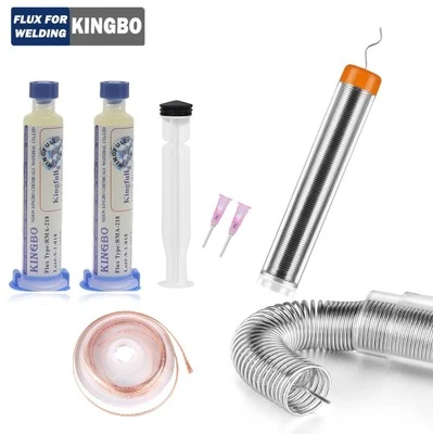 KINGBO Pro Soldering Kit includes 2x 10cc Flux 60/40 Solder Spool Desoldering Wick
