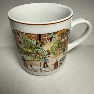 Vintage Macy’s West Germany Tasse - Dorfleben Szene Volkskunst Cottagecore - Bild 1 von 8