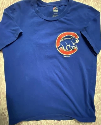 Majestic Chicago Cubs Youth Large 14/16 T-Shirt # 17 Kris Bryant MLB Logo Blue - Image 1 of 3