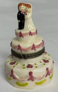 Scatola porcellana con cerniera PHB sposi su matrimonio torta portagioie vintage? 3,5" - Foto 1 di 15