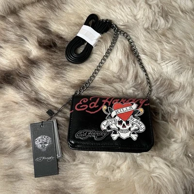 NWT Ed Hardy Mini Flap Crossbody - Black - Love Kills Slowly - Image 1 of 4