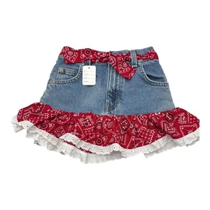 Kiddie Korral Western Wear Denim Skirt Upcycled Girls 5/6 NWOT - Picture 1 of 11