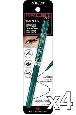 4X L’Oreal Paris Infallible Grip GREEN 620 Precision Felt 30HRs Eyeliner SET (4) - Image 1 of 4