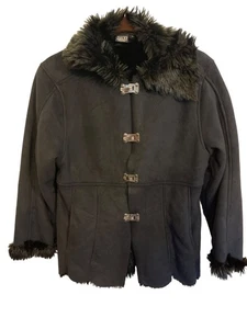 Nils Sportswear Chaqueta de Gamuza Negra Borde de Piel Sintética Abrigo de Invierno Mujer Talla S Apre Ski - Imagen 1 de 14