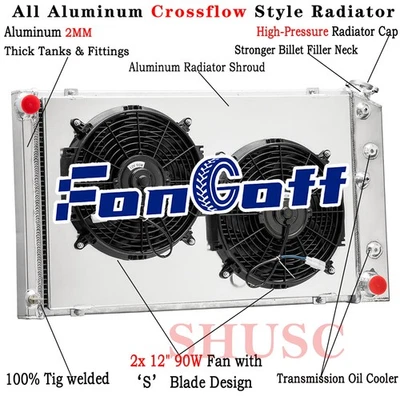 3 Row Radiator Shroud Fan For 1973-1986 Chevy GMC C/K C10 C20 C30 71-90 Caprice - Image 1 of 4