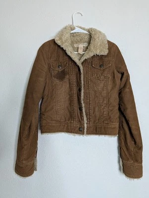 Chaqueta De Colección Abercrombie & Fitch Penny Lane Pequeña Forrada Sherpa Y2K Años 90 Marrón Foto 1 de 4