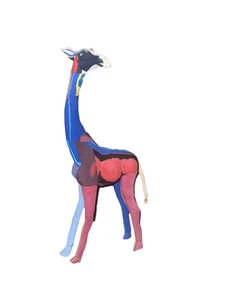 Handmade Colorful Giraffe Figurine Recycled Flip Flop Art African Folk Sculpture - Picture 1 of 7