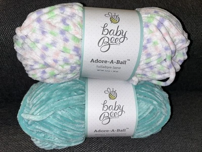 Lot of 2 Baby Bee Adore-A-Ball Chenille Yarn Lullabye Lane Green Tambourine - Image 1 of 4