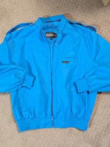 Giacca a vento vintage solo membri uomo 44 Teal Racer bomber spalline anni 80 - Foto 1 di 22