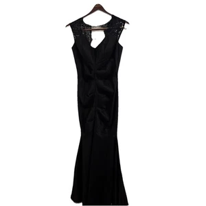 Cindy USA Women's Formal Long Dress Sleeveless Lace Mermaid Flare Black XL - Picture 1 of 10