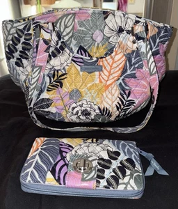 Borsa a tracolla Vera Bradley palma floreale glenna borsa e portafoglio abbinato chiusura girevole - Foto 1 di 8