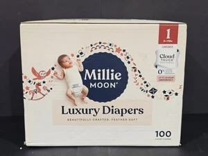 All Natural Millie Moon Disposable Diapers Cloud Touch Softness Size 1, 100ct - Picture 1 of 6