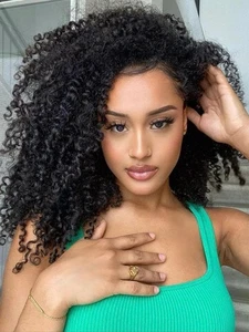 Kinky Curly Half Wig 18 Inch Wear Go Glueless Wigs Protein Synthetic Hair Boast - Foto 1 di 2