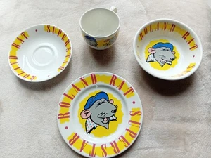 Roland Rat Superstar Plate Bowl Cup & Saucer Collectable Set Vintage  From 1986 - Picture 1 of 20