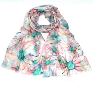 Bright Colours Daisy Print Scarf Wrap Shawl Beach Cover Up Headscarf - Picture 1 of 5