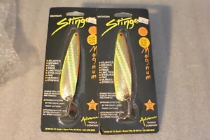 2 MICHIGAN STINGER MAGNUM 4 3/4" SPOON GLOW IN DARK CARAMEL DOLH SILVER PLATED - Picture 1 of 1