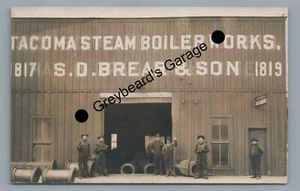 RPPC Wow! SD Brear & Son Steam Boiler Works TACOMA WA Real Photo Postcard - Picture 1 of 2