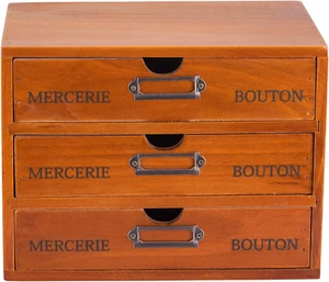 Vintage 3 Schubladen Massivholz Tischplatte Aktenschrank Aufbewahrung Schreibtisch Ablage Neu - Bild 1 von 12