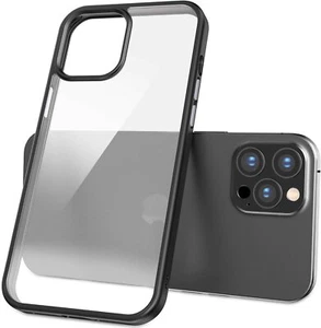 Funda rígida de goma TPU gomosa negra transparente transparente para iPhone 12 Pro Max (6,7") - Imagen 1 de 5