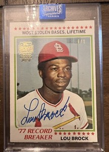 2020 Topps Archives Signature Series LOU BROCK Auto Autograph 6/9 Cardinals HOF