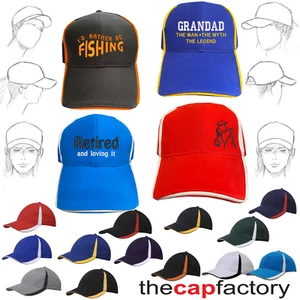 Personalised embroidered baseball caps Flash peak team gift party 100% cotton - Picture 1 of 21