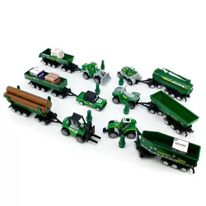 Farm Tractor Toy with Forklift Pickup Truck Trailer Diecast Model Toys Set Gifts - Picture 1 of 8
