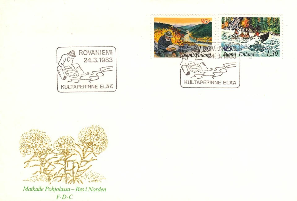 Gold Washing Shooting Rapids Exotic North Lapland Finland Mint FDC 1983 - Image 1 of 1
