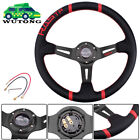 Black Red PU Leather Wrapped Golf Cart Steering Wheel For EZGO Yamaha Club Car