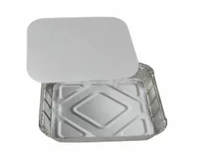 9" x 9" No9 Large Aluminium Foil Food Containers Food Takeaway Trays with Lids - Picture 1 of 12