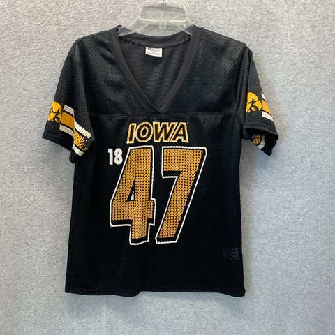 Vintage Iowa Hawkeye Jersey Womens Medium Black Yellow Football Hawks Ladies Cover
