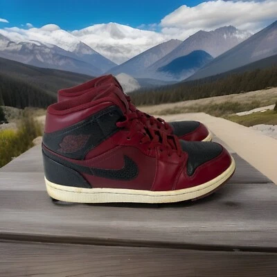 Nike Hombres Air Jordan 1 554724-601 Rojo Negro Medio Top Suela de Aire Tenis Zapatos 10.5 Foto 1 de 4
