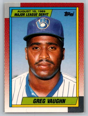 Greg Vaughn 1990 Topps Major League Debut #128 Milwaukee Brewers RC - Image 1 of 2